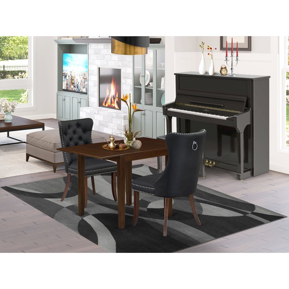 3 Piece Dinette Set Consists of a Rectangle Dining Table with Dropleaf. Picture 2