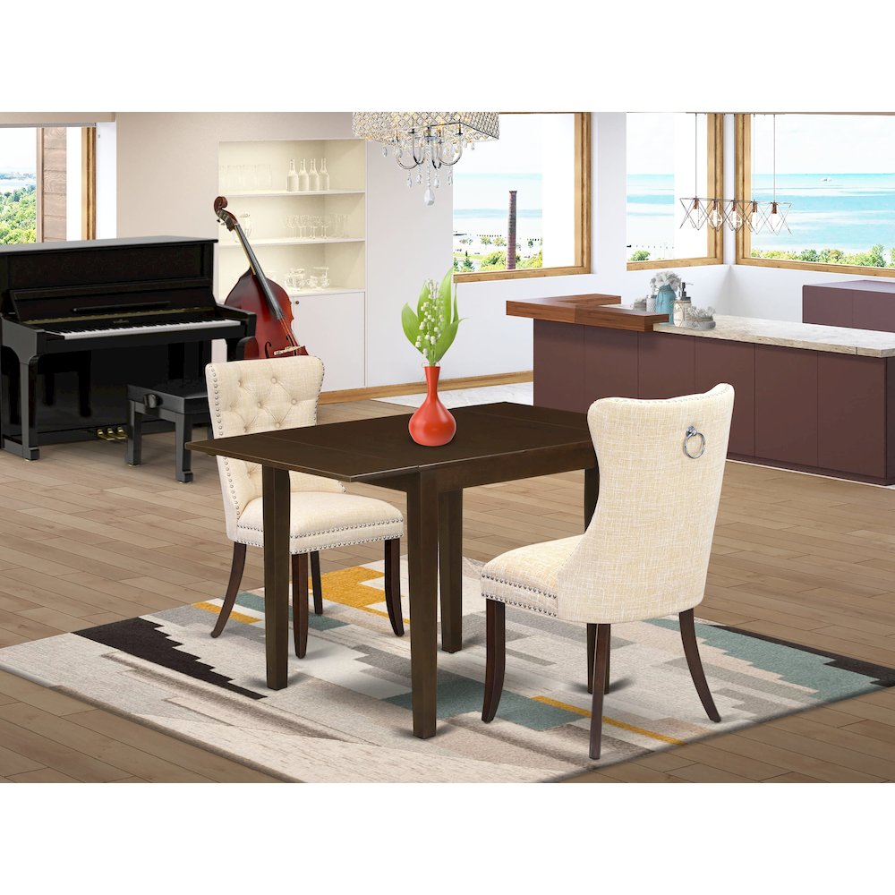 3 Piece Dinette Set Consists of a Rectangle Dining Table with Dropleaf. Picture 2