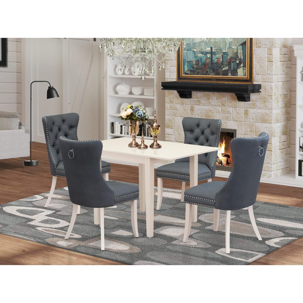 5 Piece Dining Table Set Contains a Rectangle Kitchen Table with Dropleaf. Picture 7