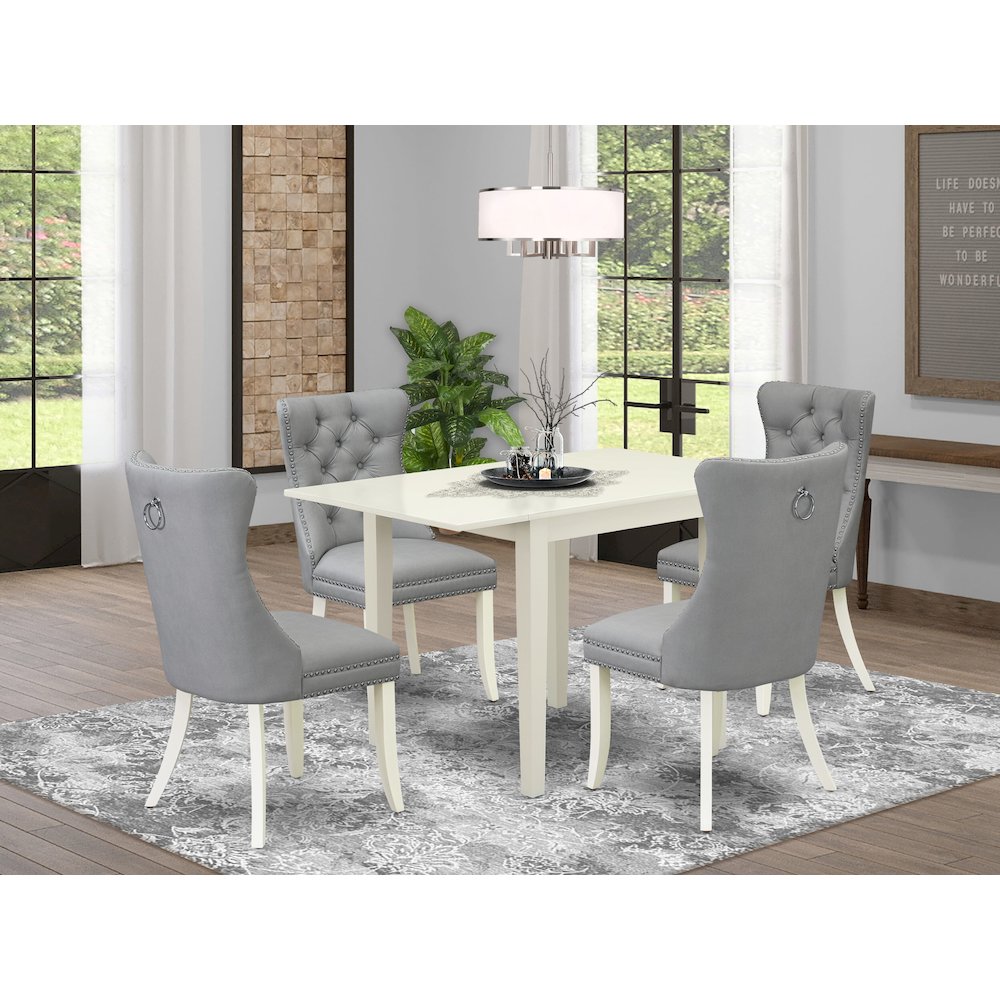 5 Piece Kitchen Set Consists of a Rectangle Dining Table with Dropleaf. Picture 2