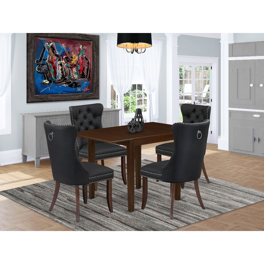 5 Piece Dining Set Consists of a Rectangle Kitchen Table with Dropleaf. Picture 2