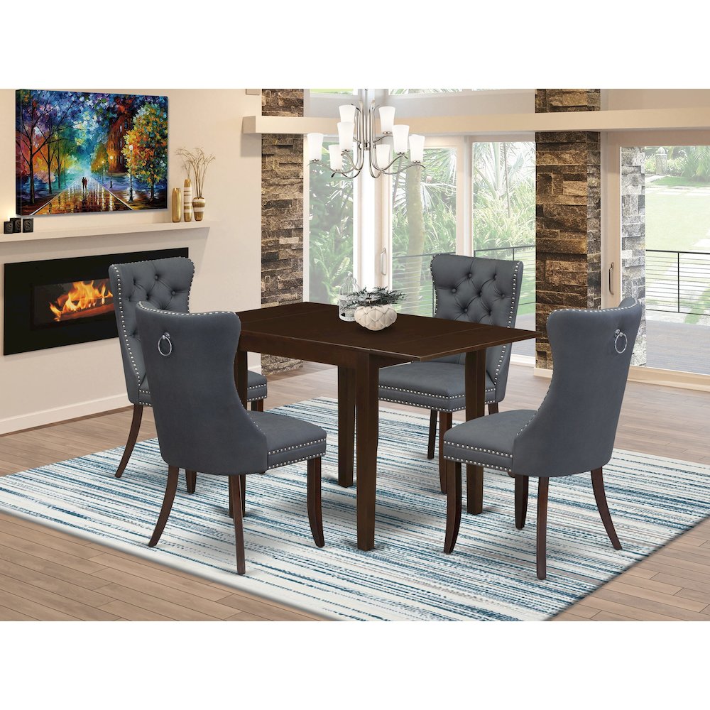 5 Piece Kitchen Set Consists of a Rectangle Dining Table with Dropleaf. Picture 2
