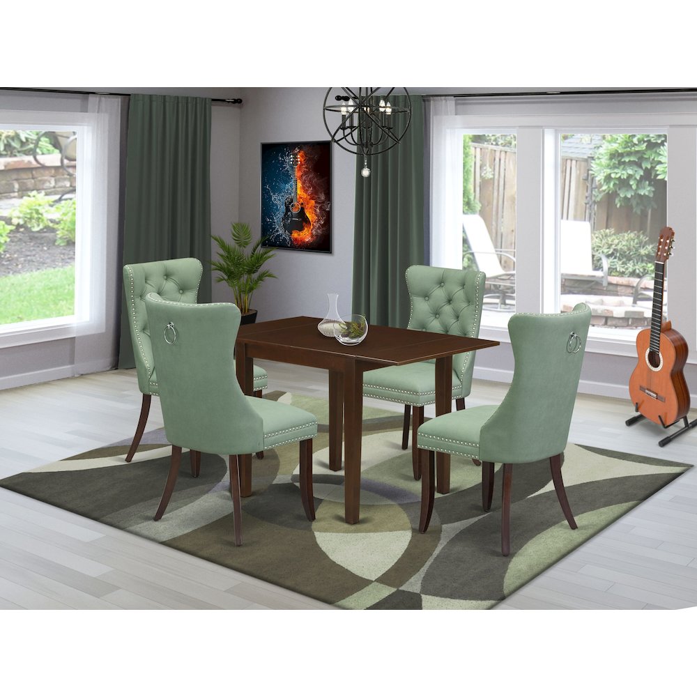 5 Piece Dining Set Consists of a Rectangle Kitchen Table with Dropleaf. Picture 2