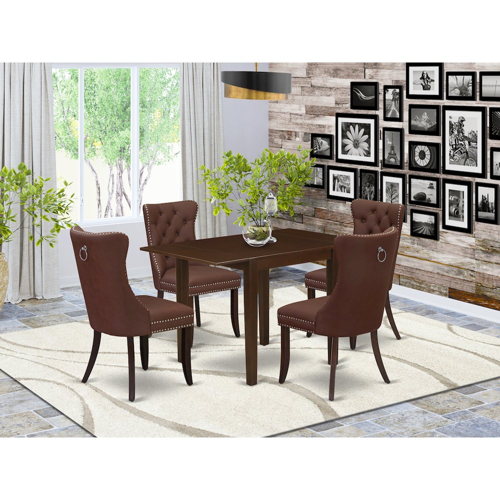 5 Piece Dining Table Set Consists of a Rectangle Kitchen Table with Dropleaf. Picture 2