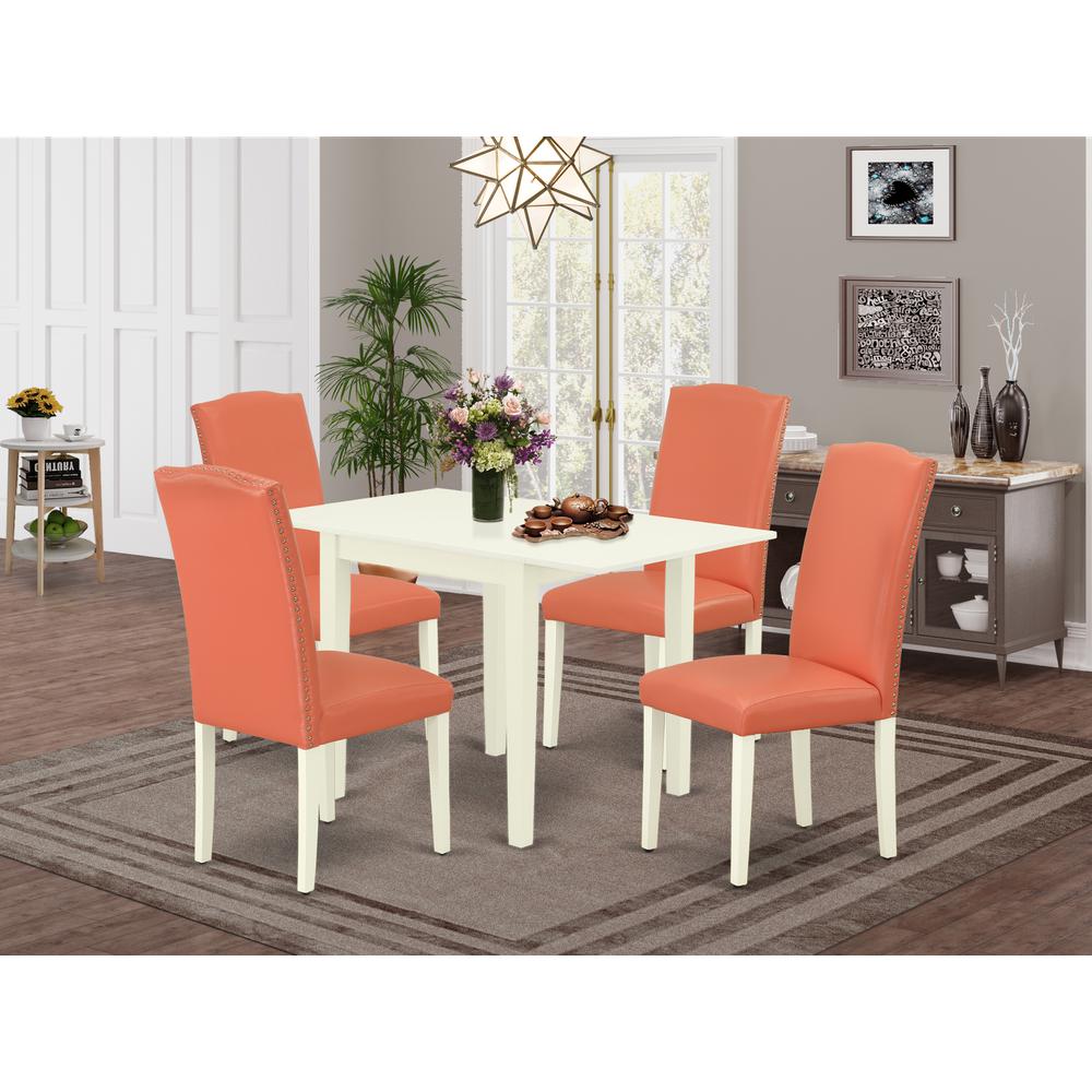 Dining Room Set Linen White, NDEN5-LWH-78. Picture 2