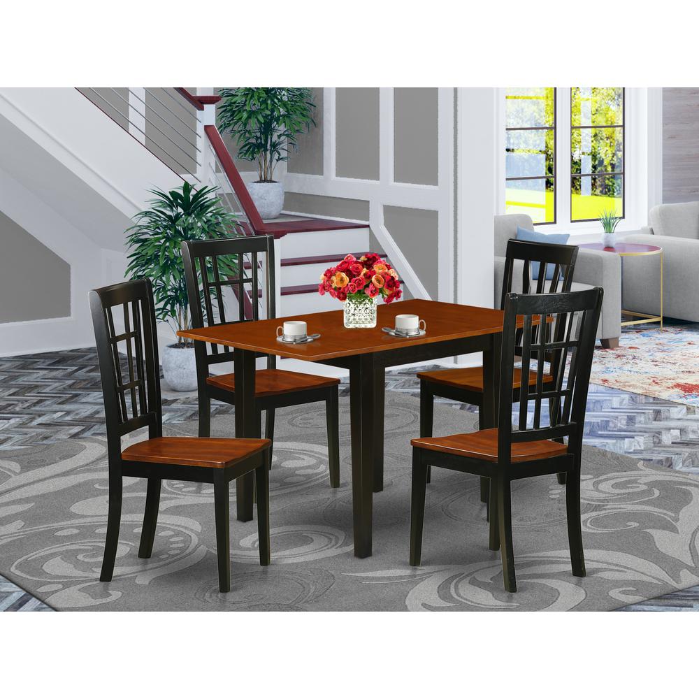 Dining Room Set Black & Cherry, NDNI5-BCH-W. Picture 2