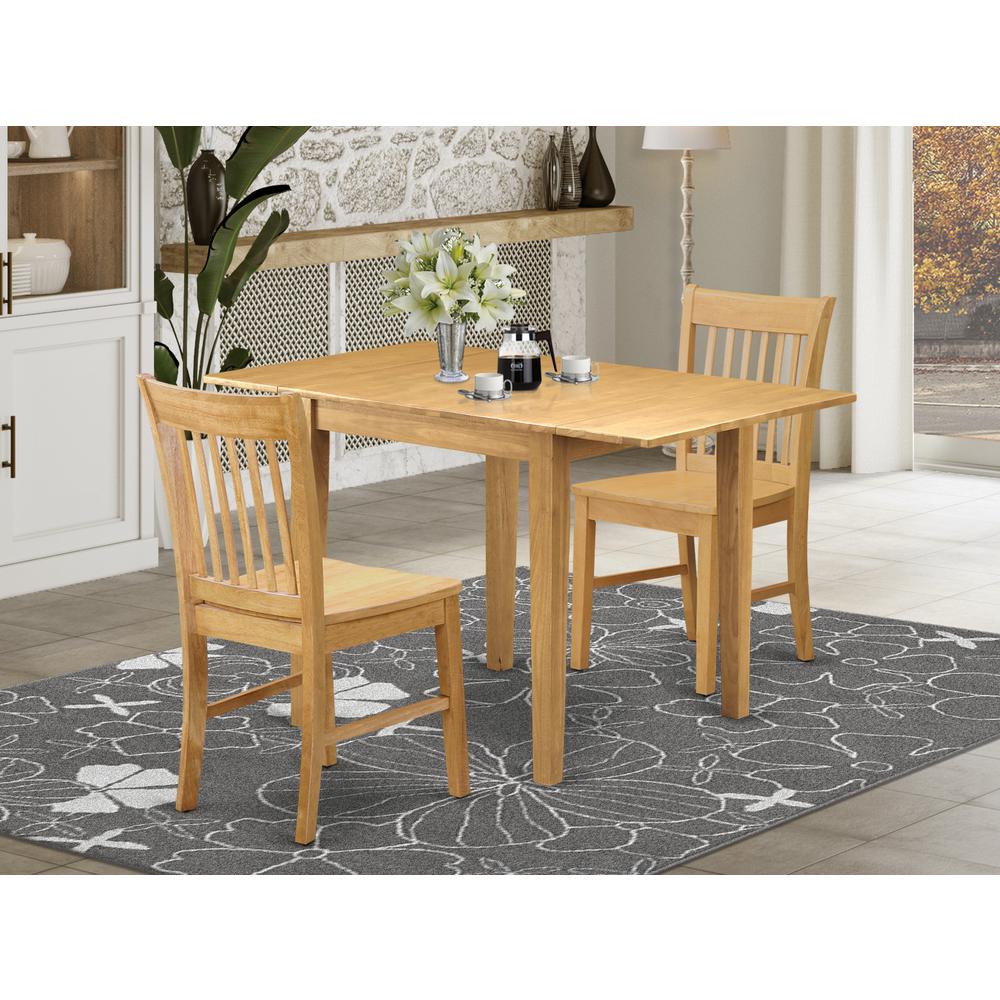 Dining Room 3-piece Set Oak, NDNO3-OAK-W. Picture 2