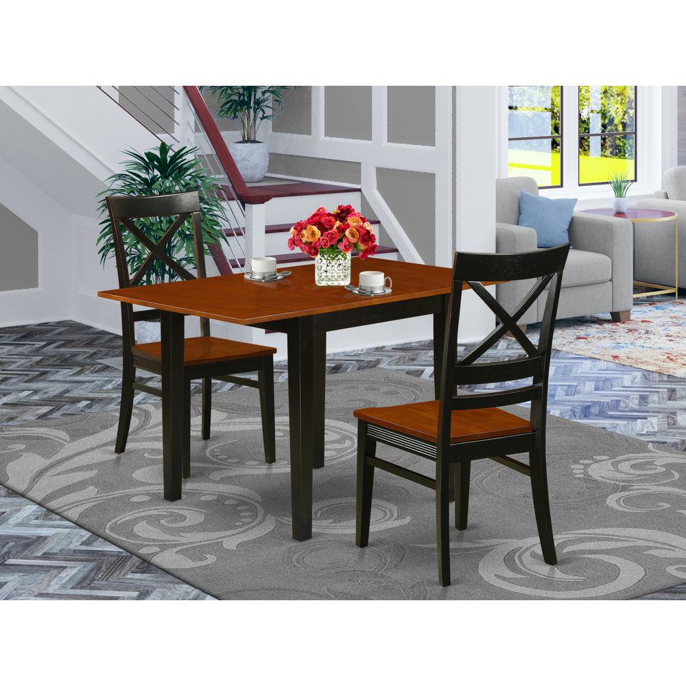 Dining Room Set Black & Cherry, NDQU3-BCH-W. Picture 2