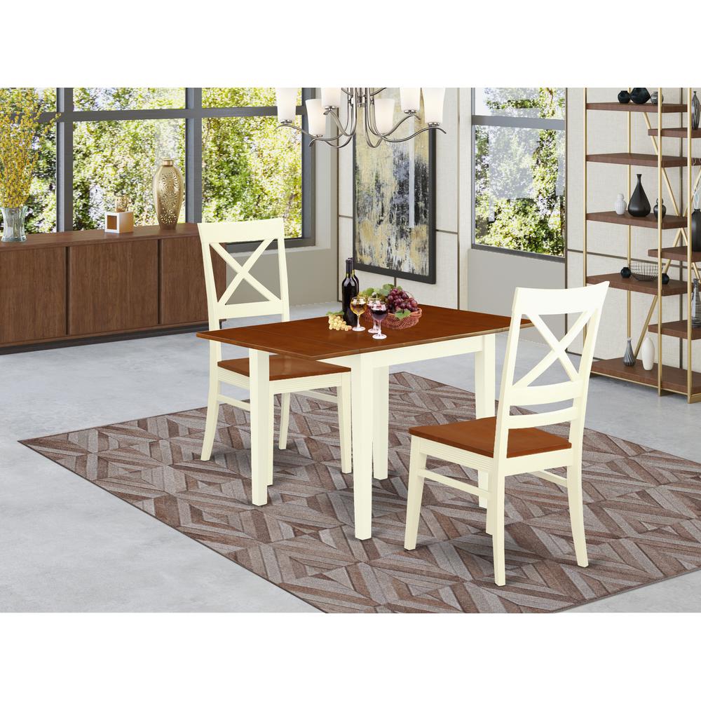 Dining Room Set Buttermilk & Cherry, NDQU3-WHI-W. Picture 2
