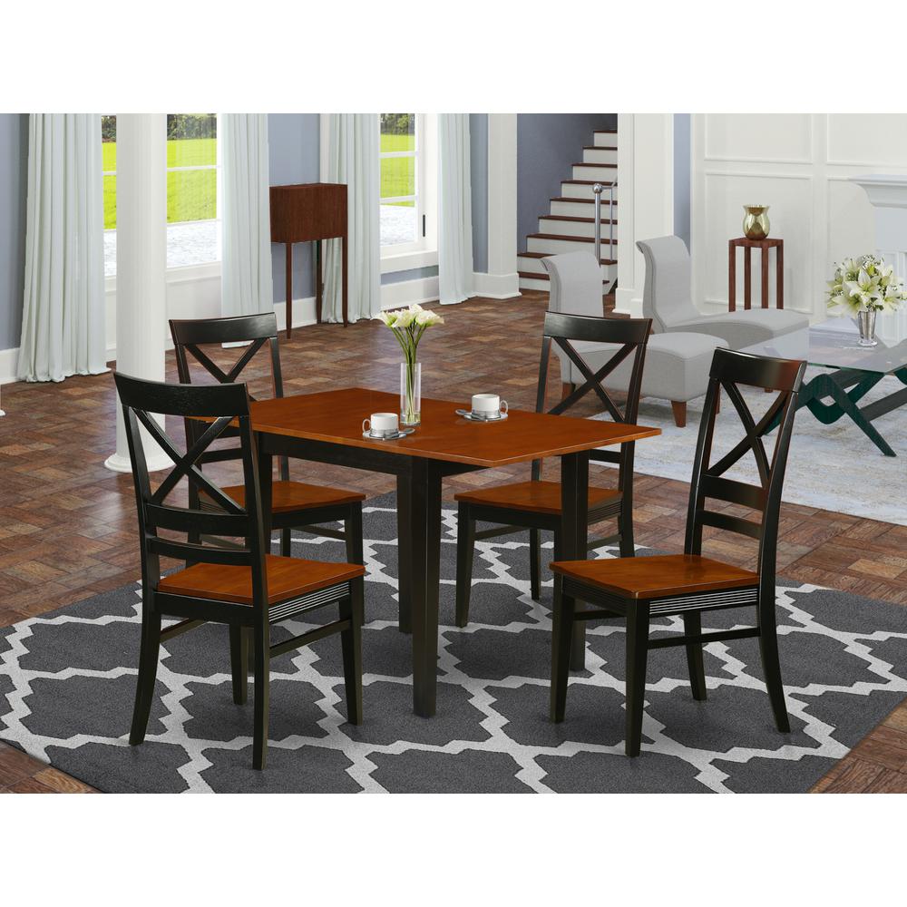 Dining Room Set Black & Cherry, NDQU5-BCH-W. Picture 2