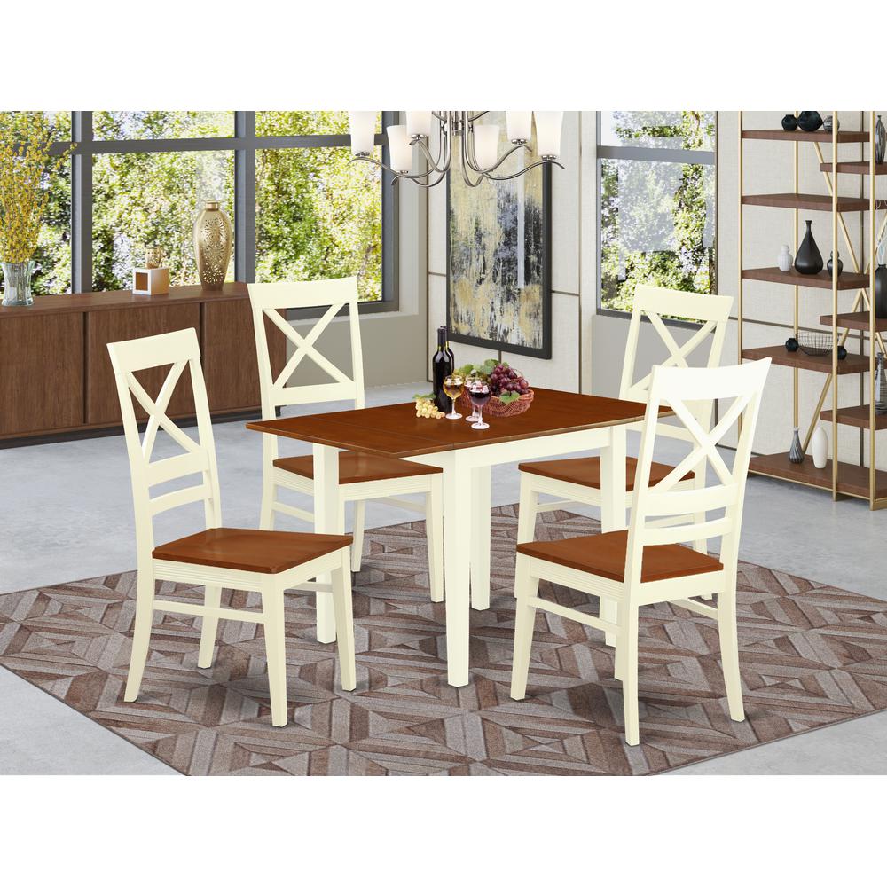 Dining Room Set Buttermilk & Cherry, NDQU5-WHI-W. Picture 2
