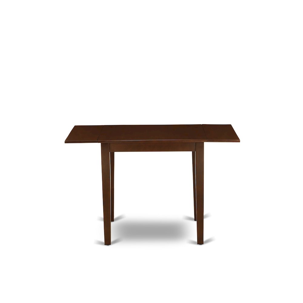 NDDL5-MAH-W - 5-Piece Kitchen Dining Room Set- 4 Mid Century Chair with Wooden Seat and Slatted Chair Back - Dropleafs Rectangular Table - Mahogany Finish. Picture 6