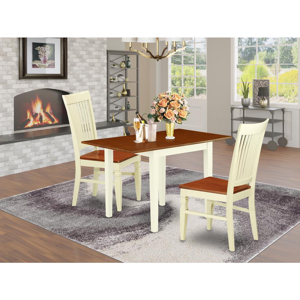 Dining Room Set Buttermilk & Cherry, NDWE3-WHI-W. Picture 2