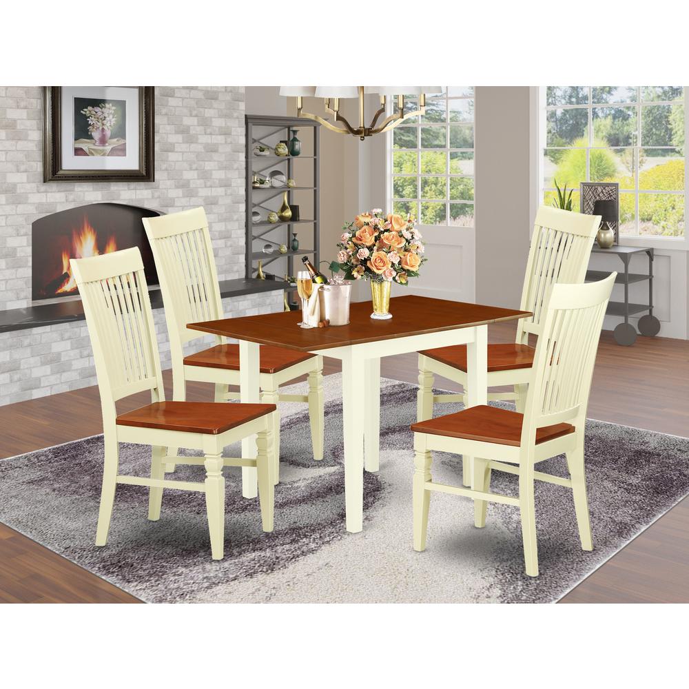 Dining Room Set Buttermilk & Cherry, NDWE5-WHI-W. Picture 2