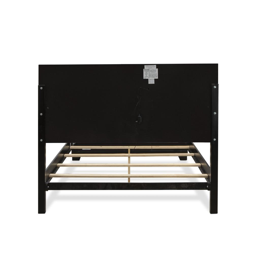 NE11-Q1N000 2-PC Nella Bedroom Set with Button Tufted Queen Bed and Small Nightstand - Black Leather Headboard and Black legs. Picture 7