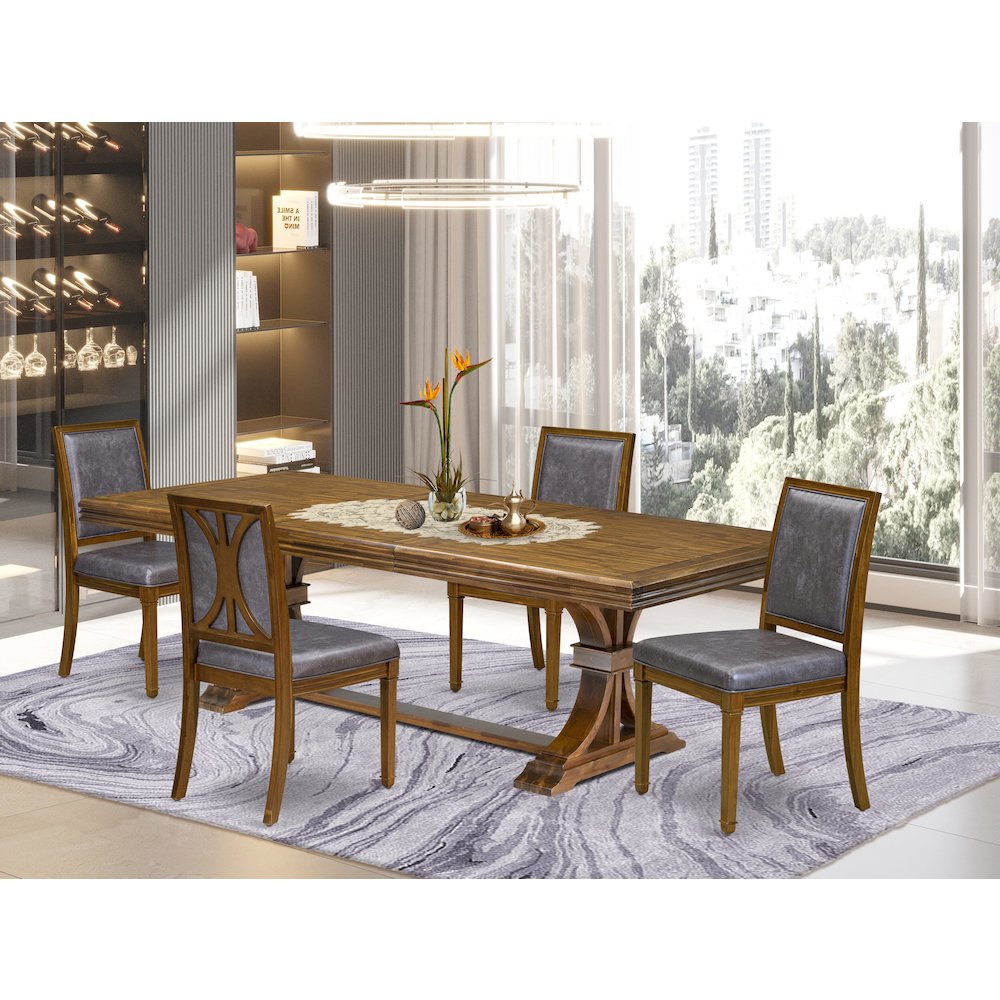 5 piece Dining Table Set consists of a Modern Dining Table and 4 Kitchen Chairs. Picture 5