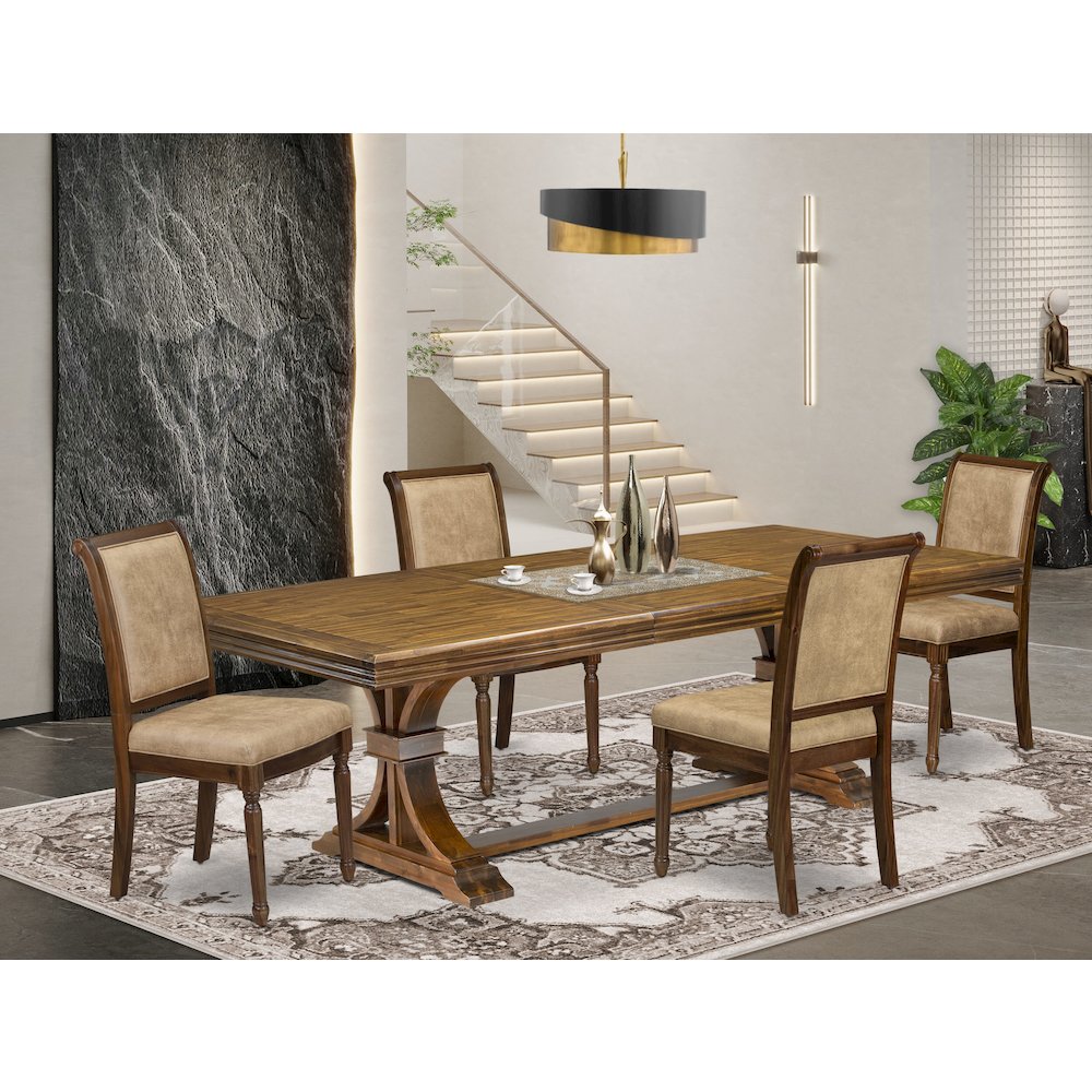 5 piece Dining Table Set of a Kitchen Table and 4 Dark Grey Dining Room Chairs. Picture 5