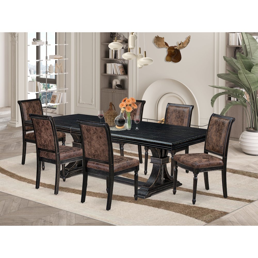7 piece Modern Dining Table Set includes a Dining Table and 6 Kitchen Chairs. Picture 5