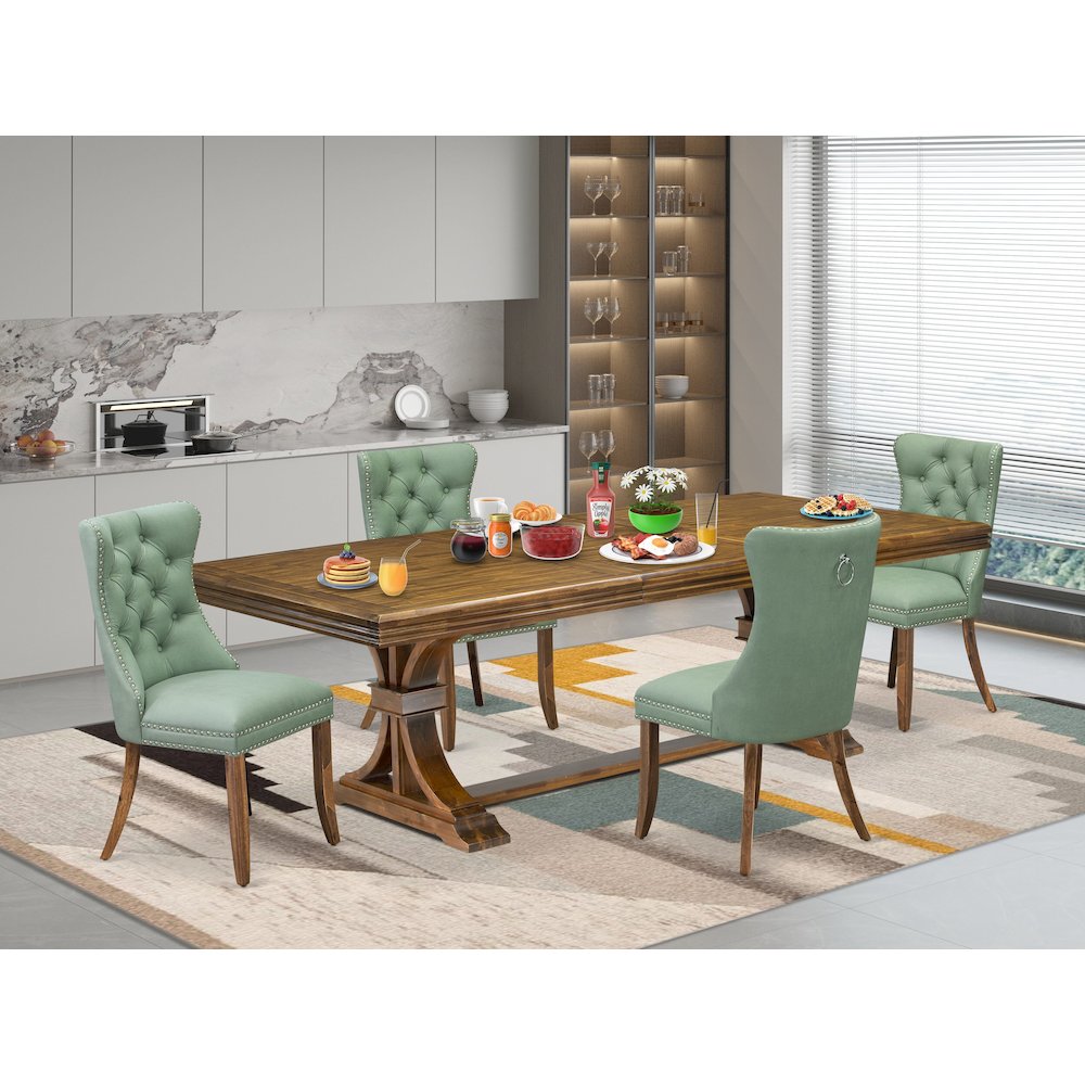 5 piece Kitchen Table Set includes a Dining Table and 4 Modern Dining Chairs. Picture 5
