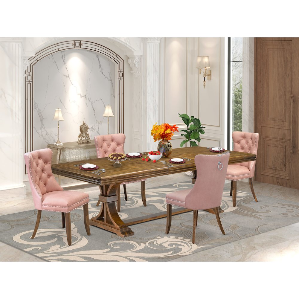 5 piece Kitchen Table Set of a Modern Dining Table and 4 Dinner Chairs. Picture 5