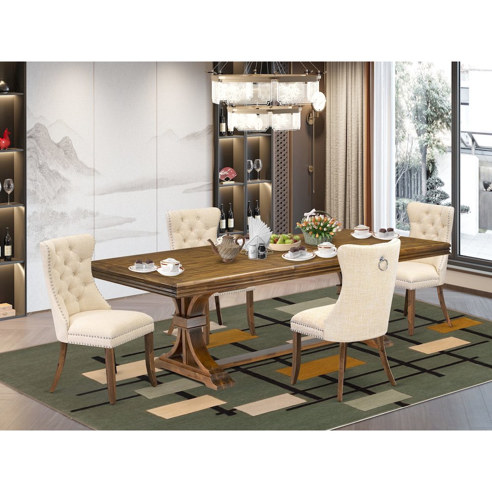 5 Pieces Modern Dining Set a Rectangle Kitchen Table and 4 Dining Chairs. Picture 5