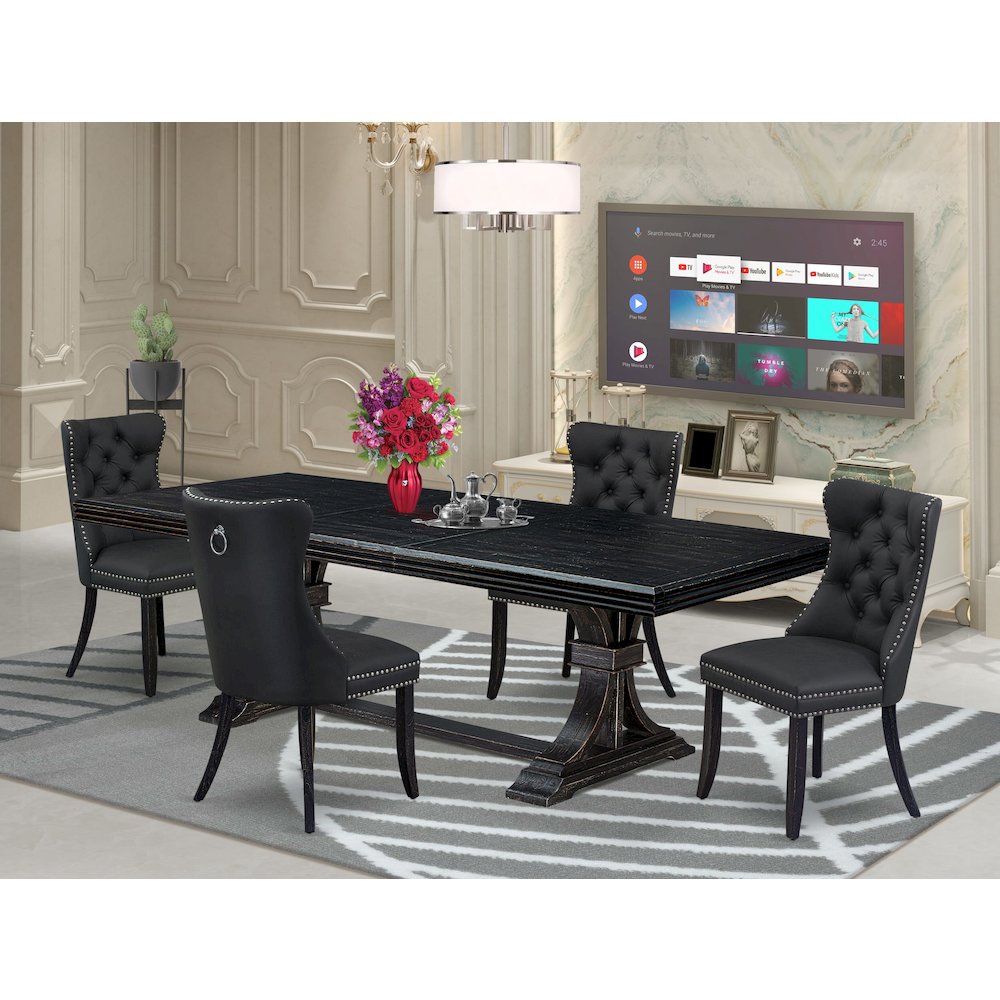 5 Pieces Modern Dining Set a Rectangle Kitchen Table and 4 Dining Chairs. Picture 5