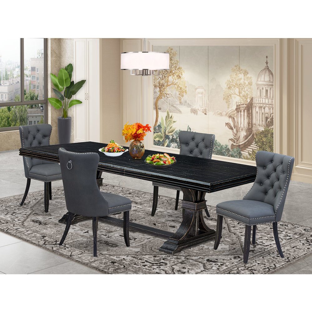 5 Pieces Modern Dining Set a Rectangle Kitchen Table and 4 Dining Chairs. Picture 5