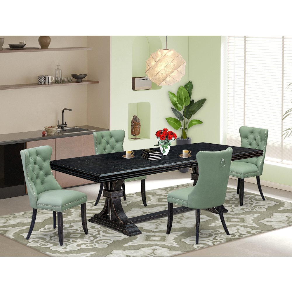 5 Pieces Modern Dining Set a Rectangle Kitchen Table and 4 Dining Chairs. Picture 5