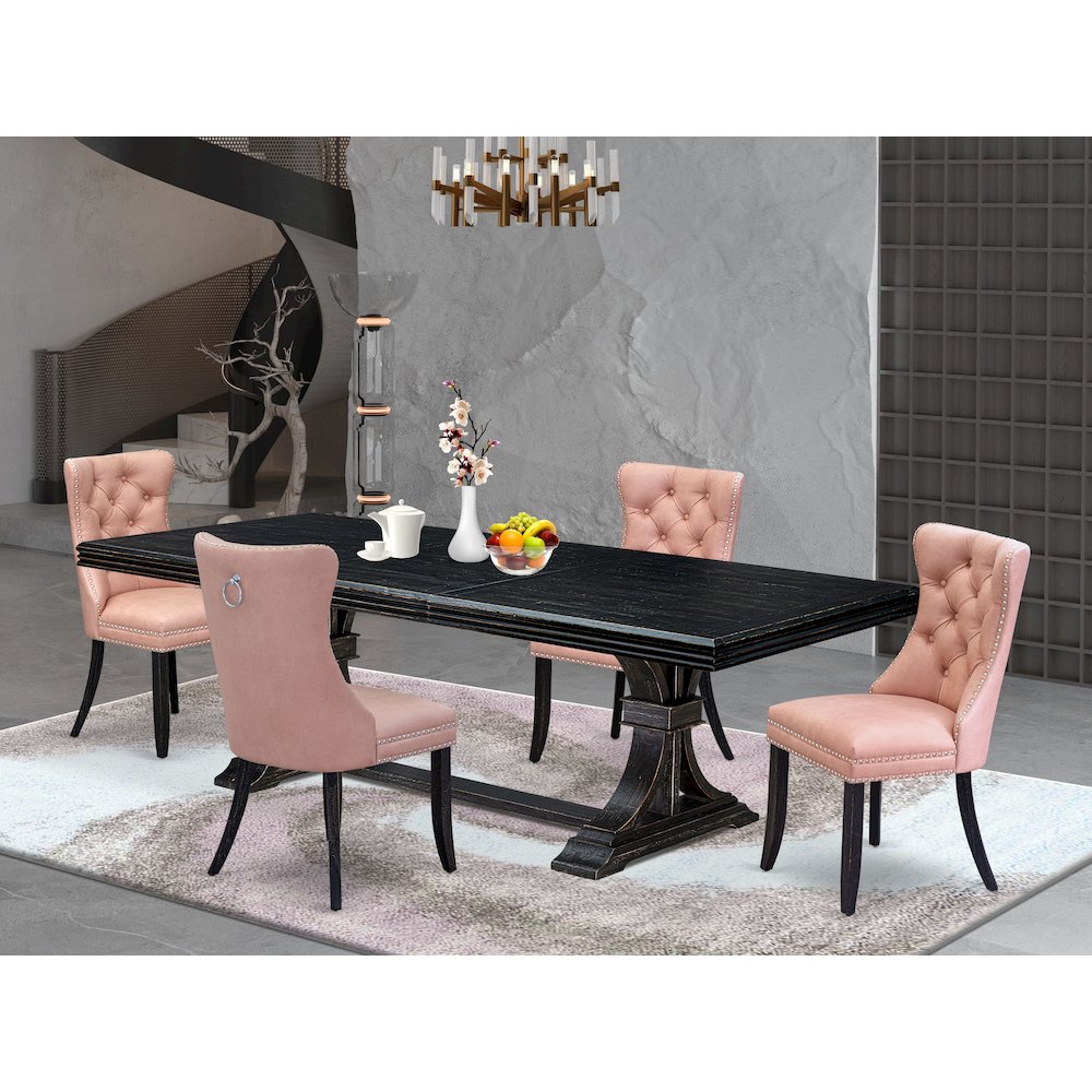 5 Pieces Modern Dining Set a Rectangle Kitchen Table and 4 Dining Chairs. Picture 5