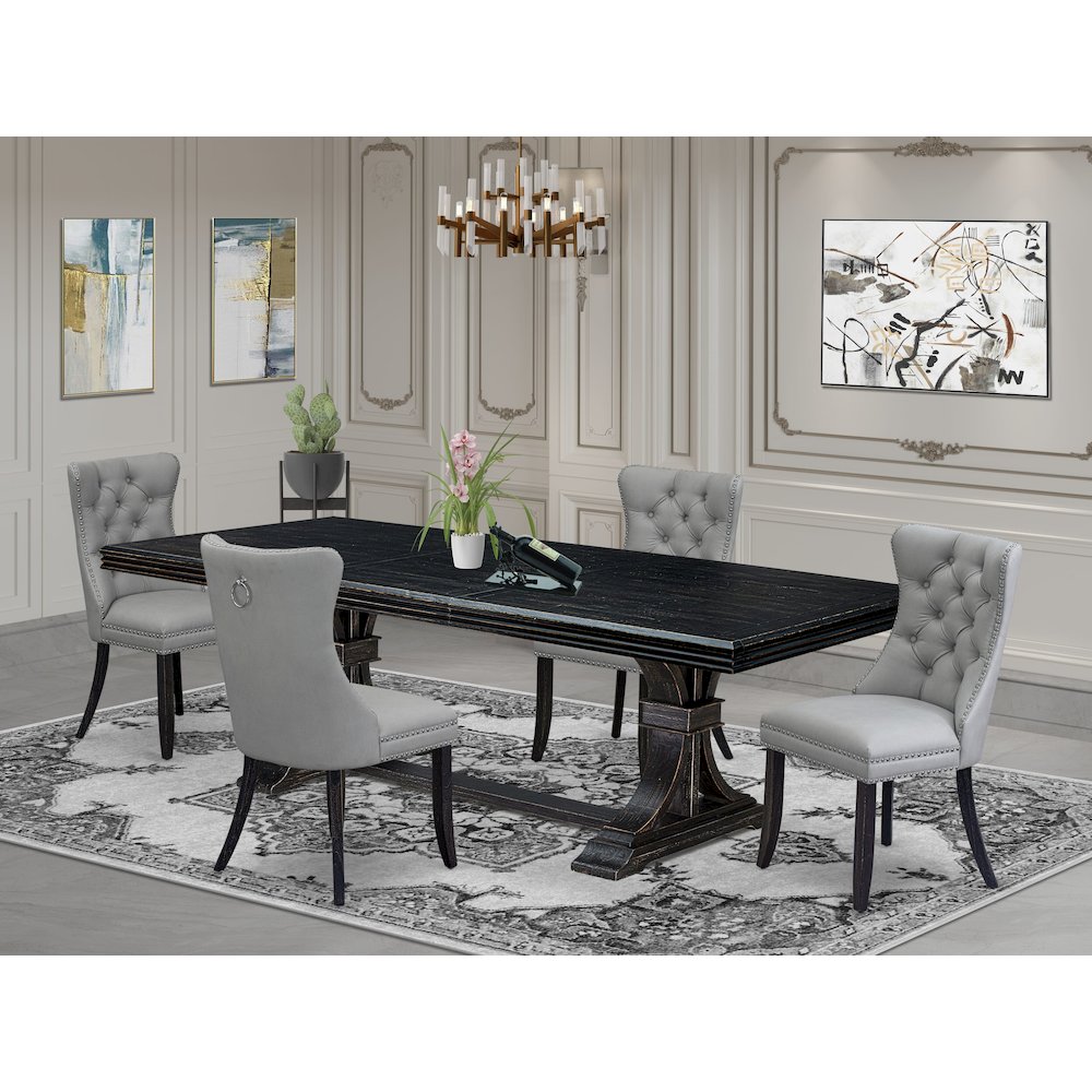 5 piece dining table set a dining table and 4 Faux Leather dining Chairs. Picture 5