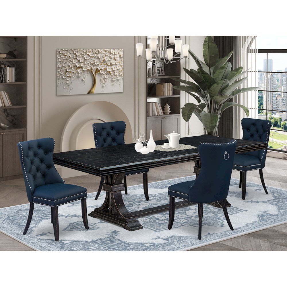 5 piece dining room set a wooden table and 4 Faux Leather dining Chairs. Picture 5