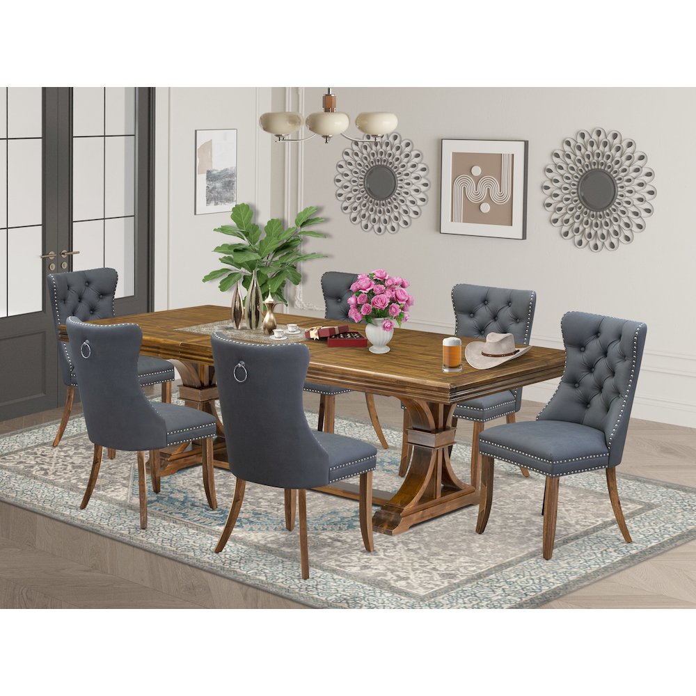 7 piece Dining Table Set includes a Modern Dining Table and 6 Kitchen Chairs. Picture 5