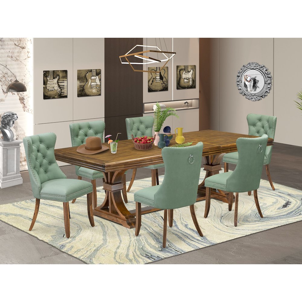 7 piece Dining Table Set consists of a Kitchen Table and 6 Dinner Chairs. Picture 5