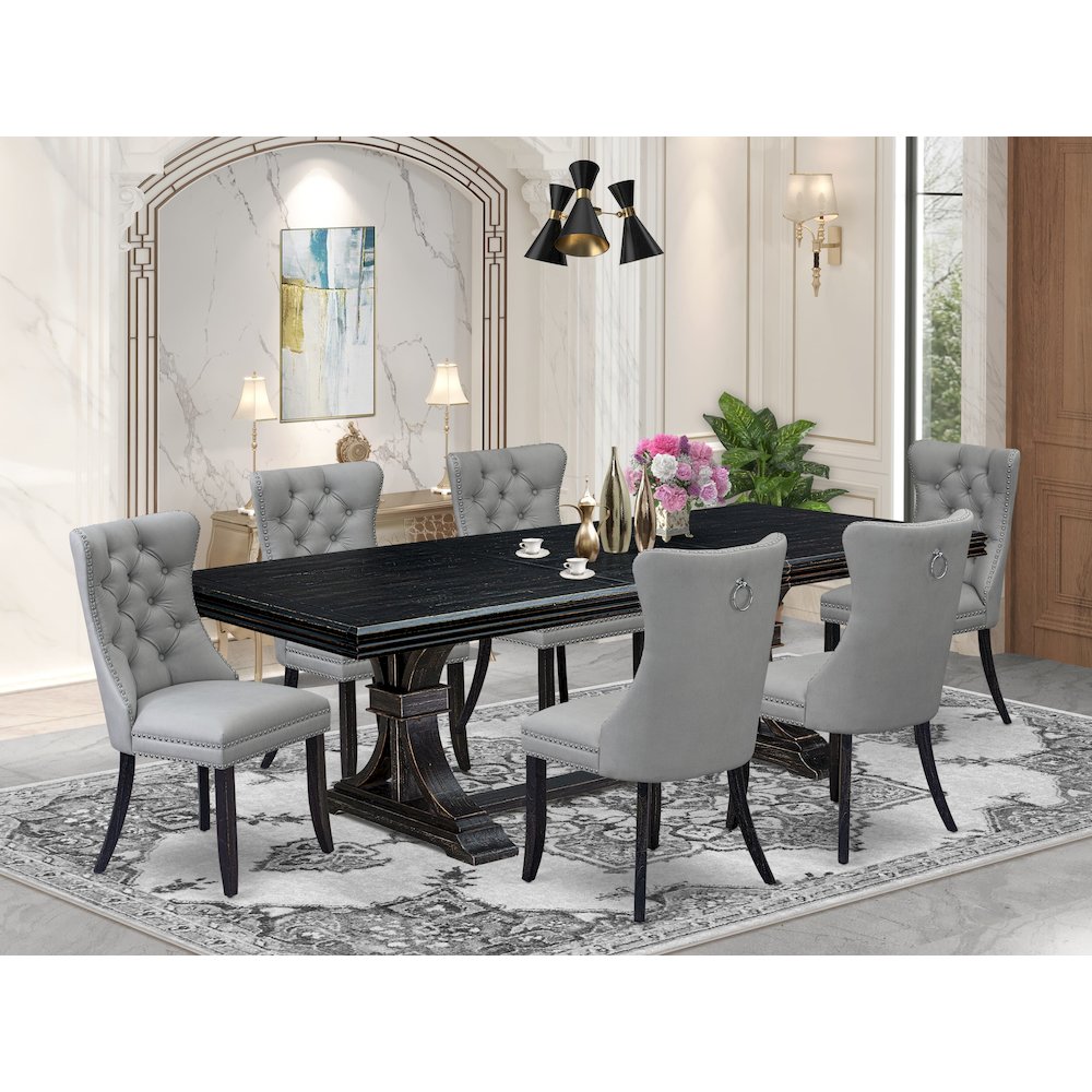 7 piece modern kitchen table set a kitchen table and 6 parson Chairs. Picture 5
