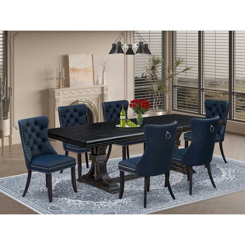 7 piece dining set includes a breakfast table and 6 Faux Leather padded chairs. Picture 5