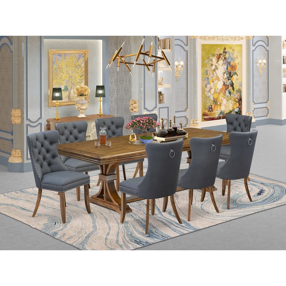9 piece Dining Table Set includes a Kitchen Table and 8 Dining room Chairs. Picture 5