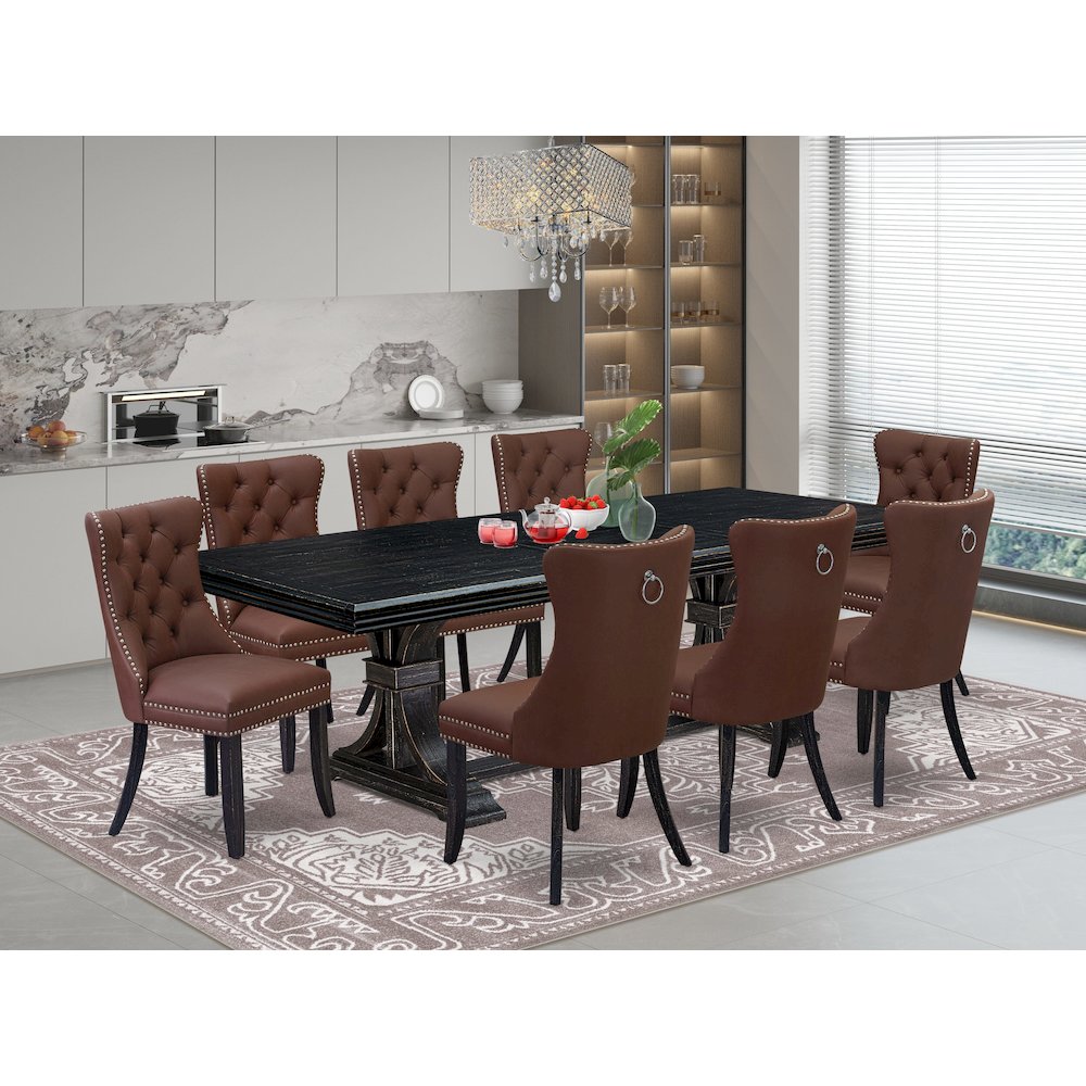 9 piece dining room set a breakfast table and 8 Faux Leather dining chairs. Picture 5