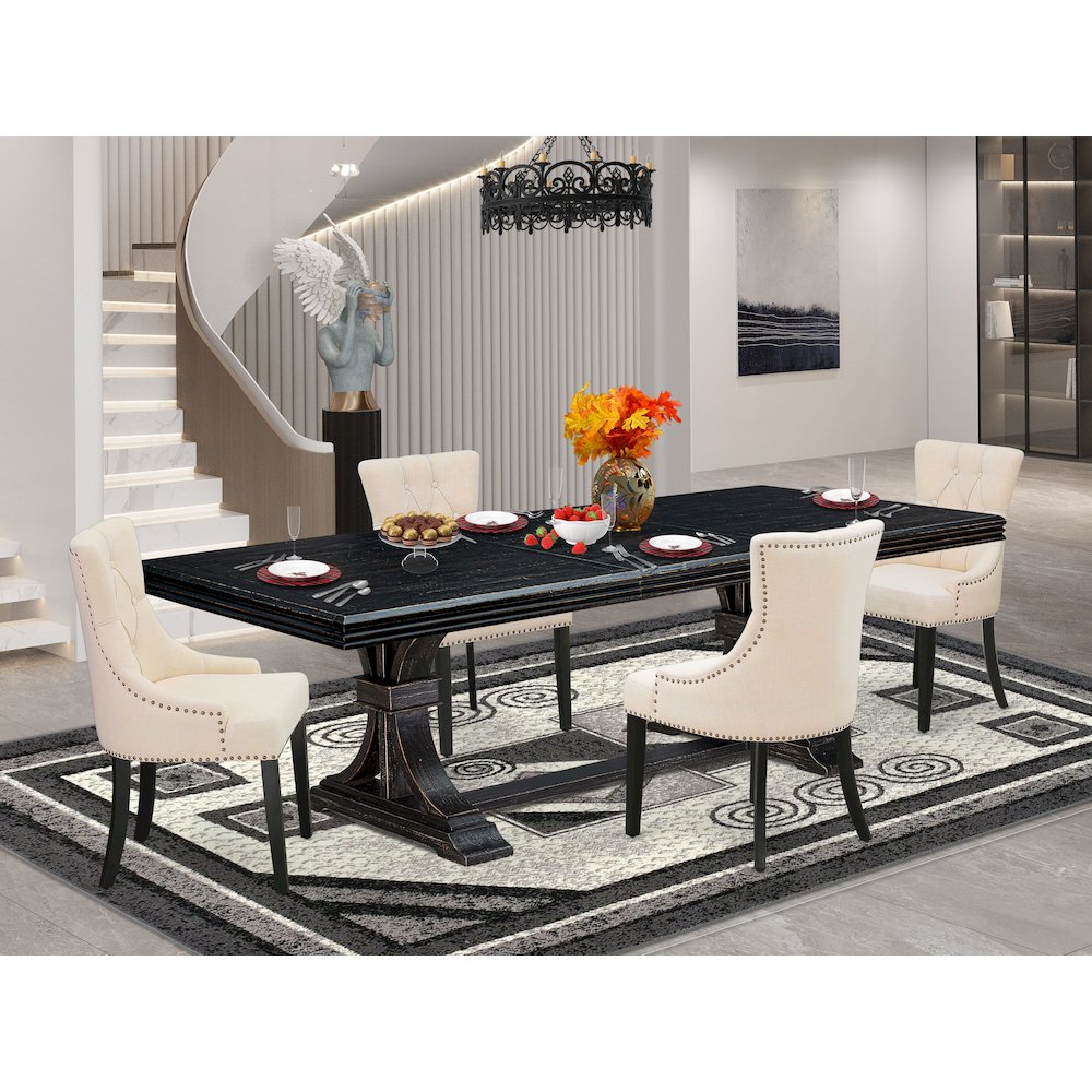5 piece dining set a kitchen table and 4 kitchen chairs & black legs. Picture 5