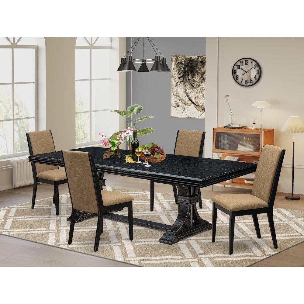 5 Pieces Dining table Set of a Rectangular Dining Table and 4 Kitchen Chairs. Picture 5