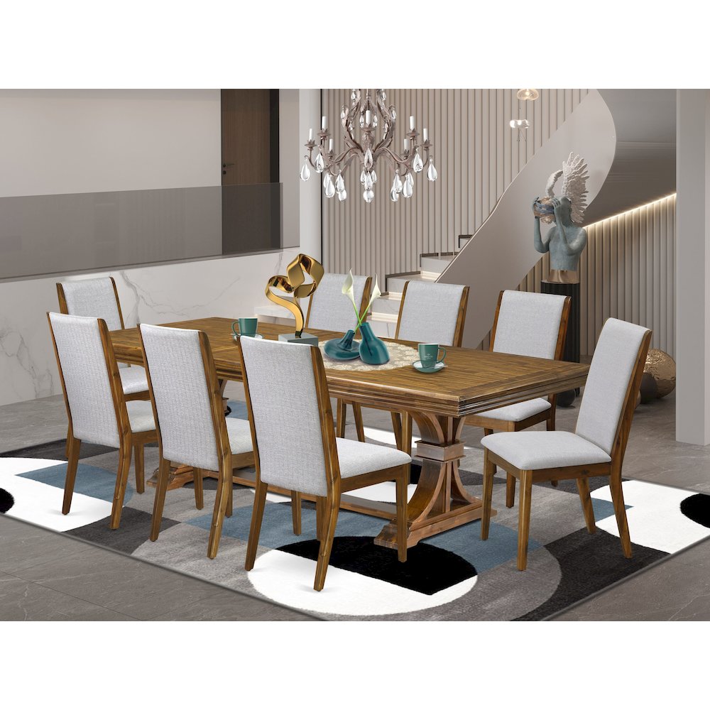 9 Pieces Dining table set a Rectangular Kitchen Table and 8 Dining Room Chairs. Picture 5