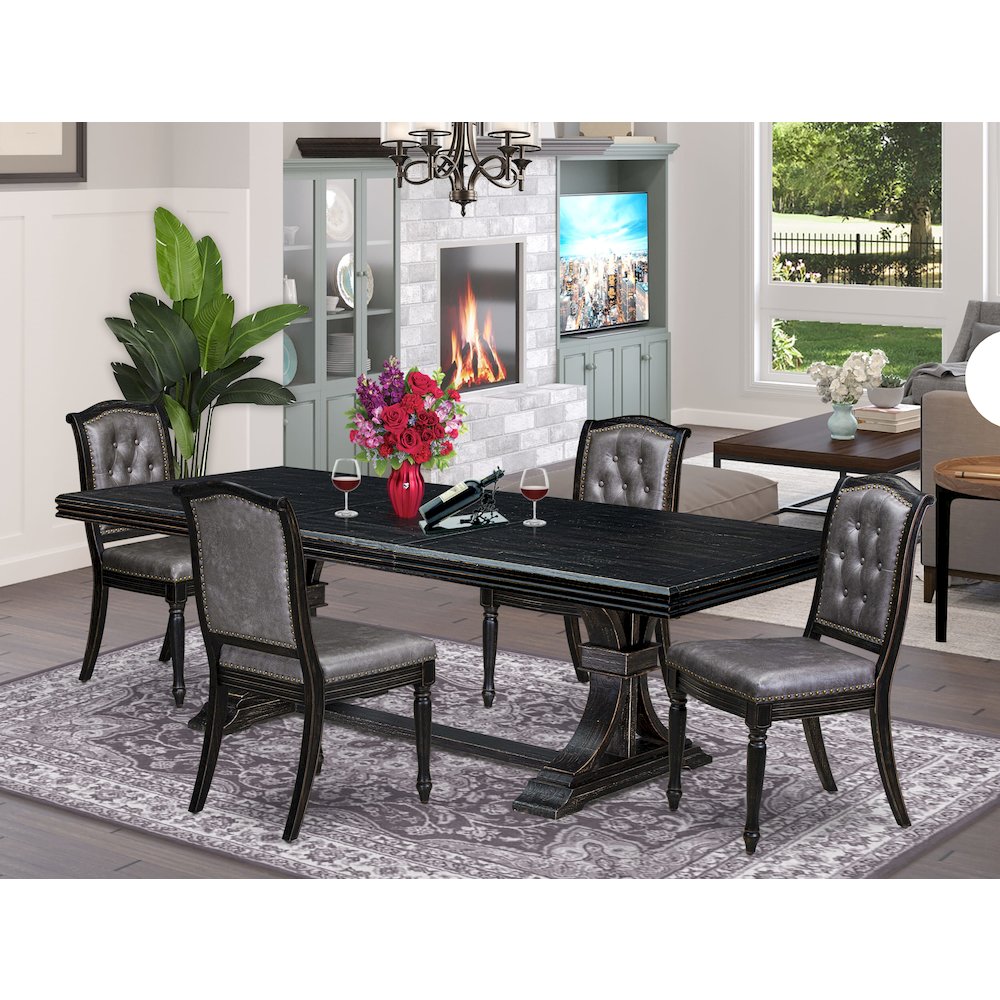5 piece Modern Dining Set of a Dining Table and 4 Mid Century Chairs. Picture 5