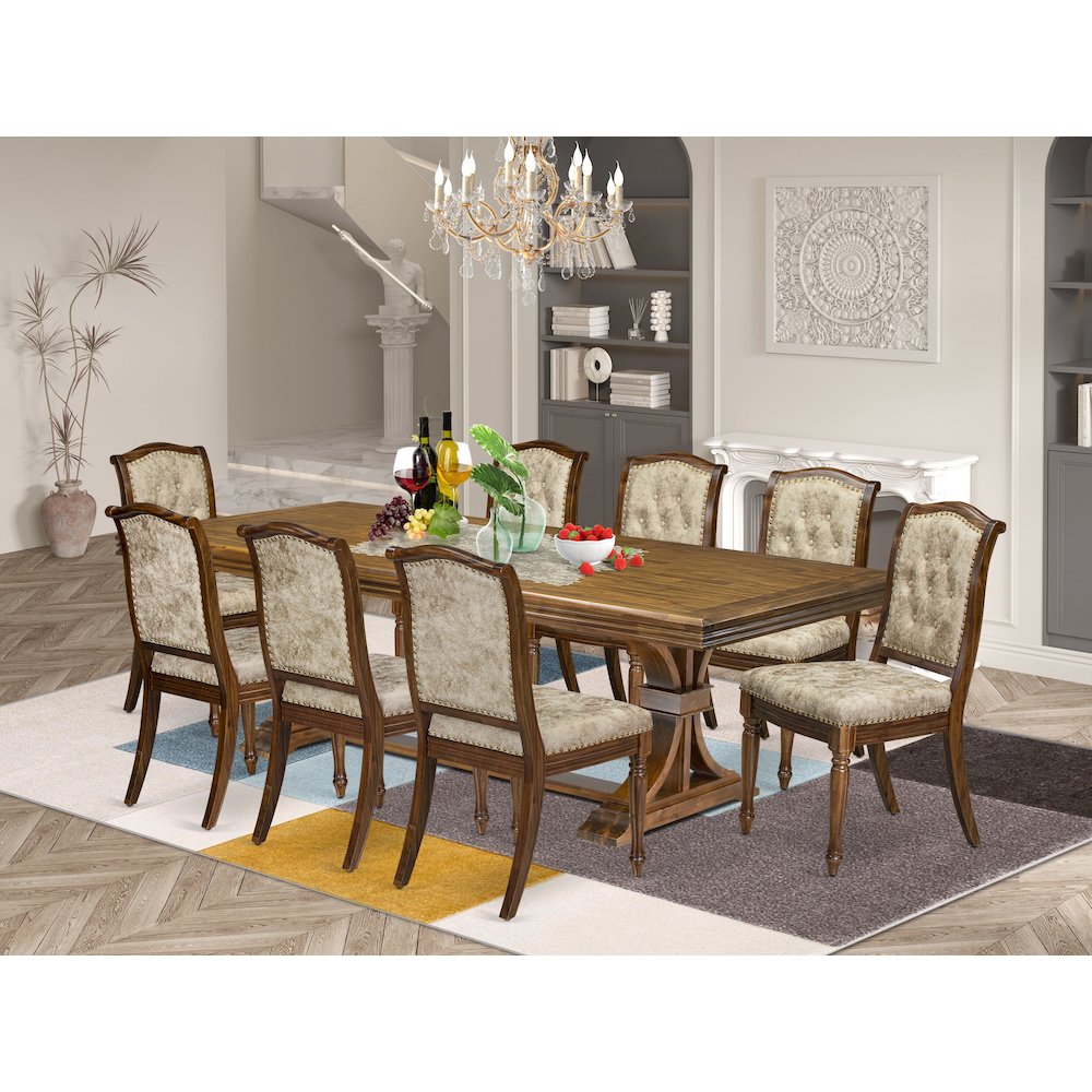 9 Pieces Dining set a Rectangular Dining Table and 8 Kitchen Chairs. Picture 5
