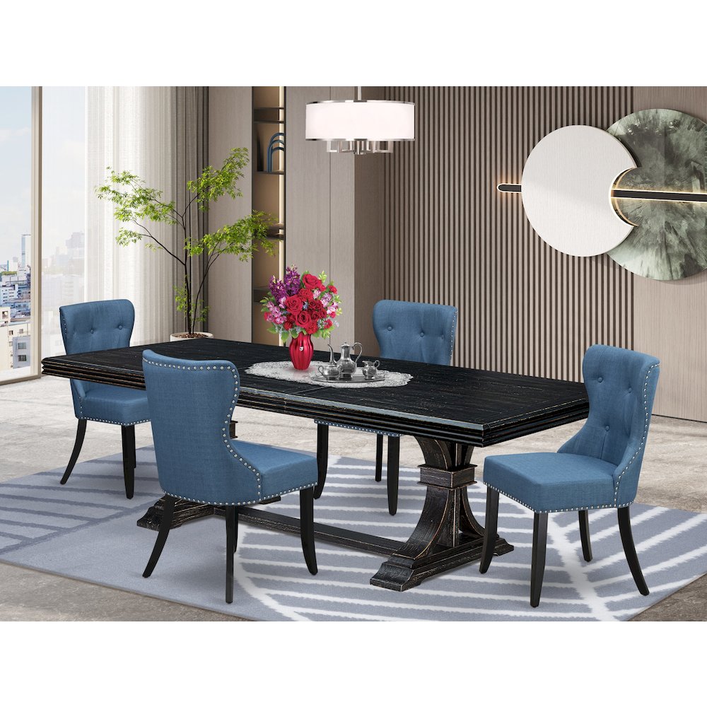 5 piece Mid Century Dining Set of a Kitchen Table and 4 Dinner Chairs. Picture 5