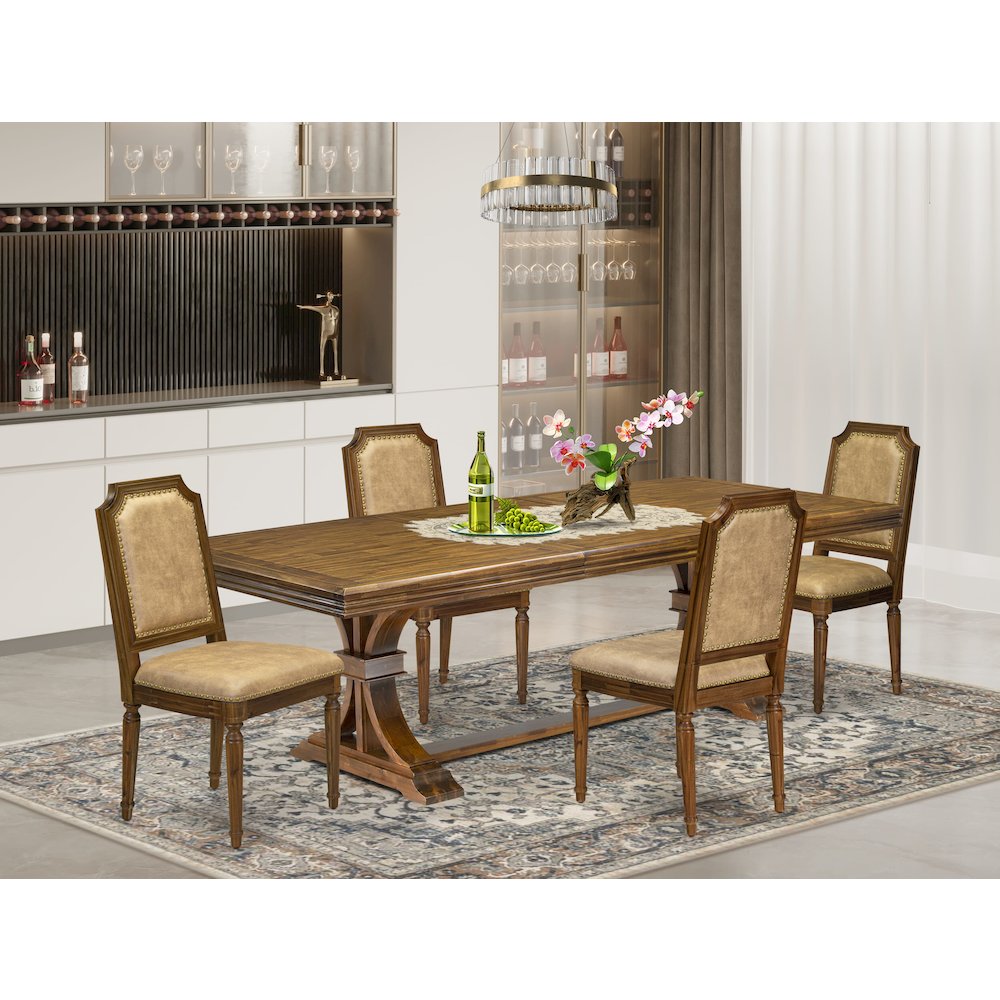 5 piece Dining Table Set a Kitchen Table and 4 Dark Grey Dinner Chairs. Picture 5