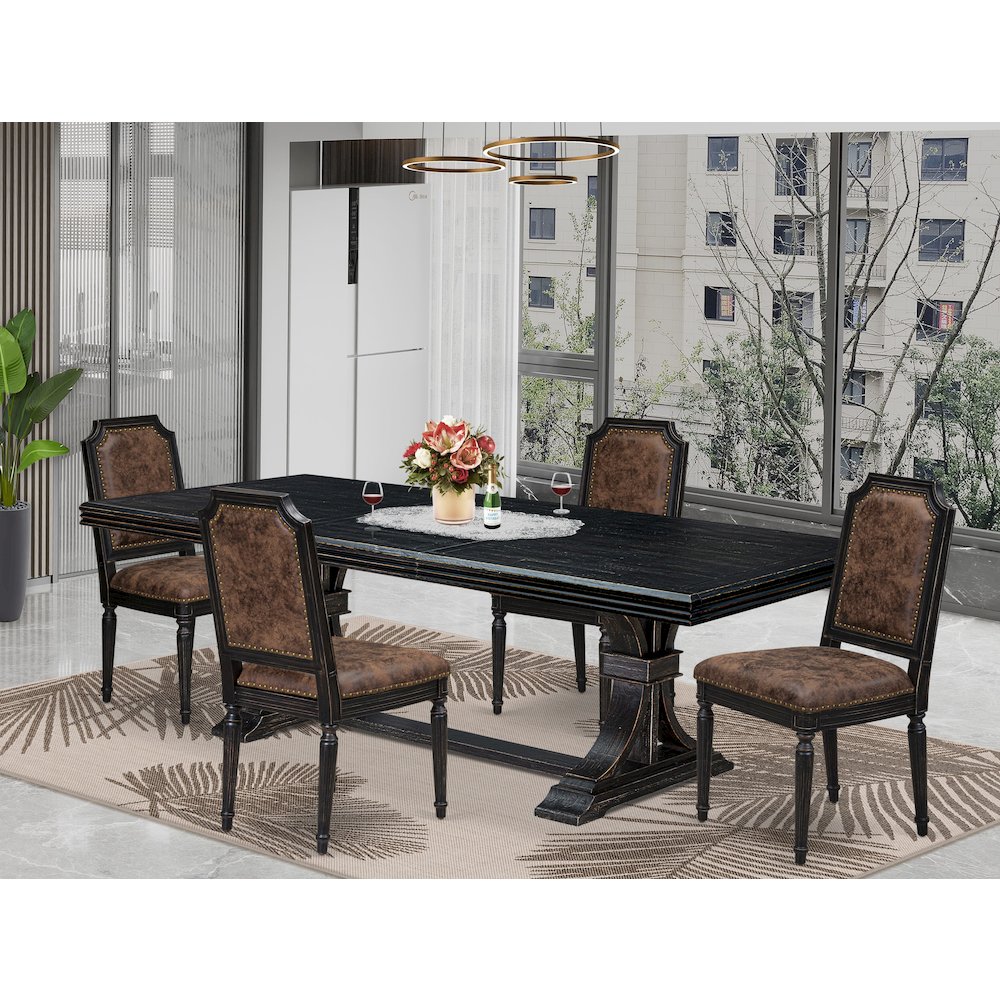 5 piece Kitchen Table Set includes a Modern Dining Table and 4 Dinner Chairs. Picture 5