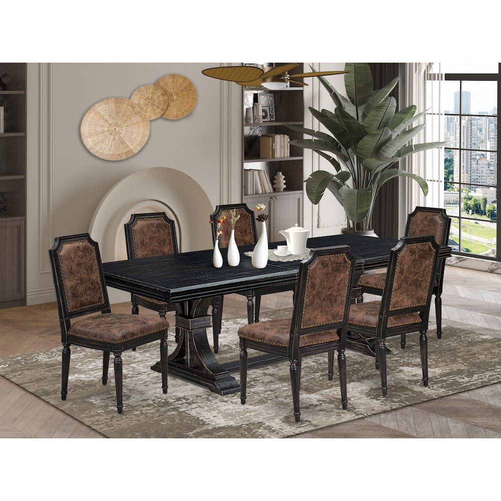 7 piece Modern Dining Table Set consists of a Dining Table and 6 Dinner Chairs. Picture 5