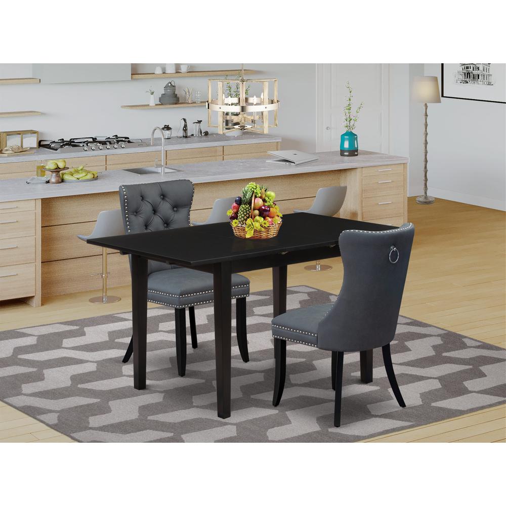 3 Piece Kitchen Table Set Contains a Rectangle Dining Table with Butterfly Leaf. Picture 7