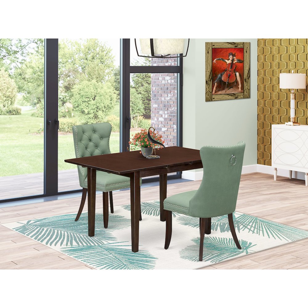 3 Piece Dining Set Consists of a Rectangle Kitchen Table with Butterfly Leaf. Picture 2