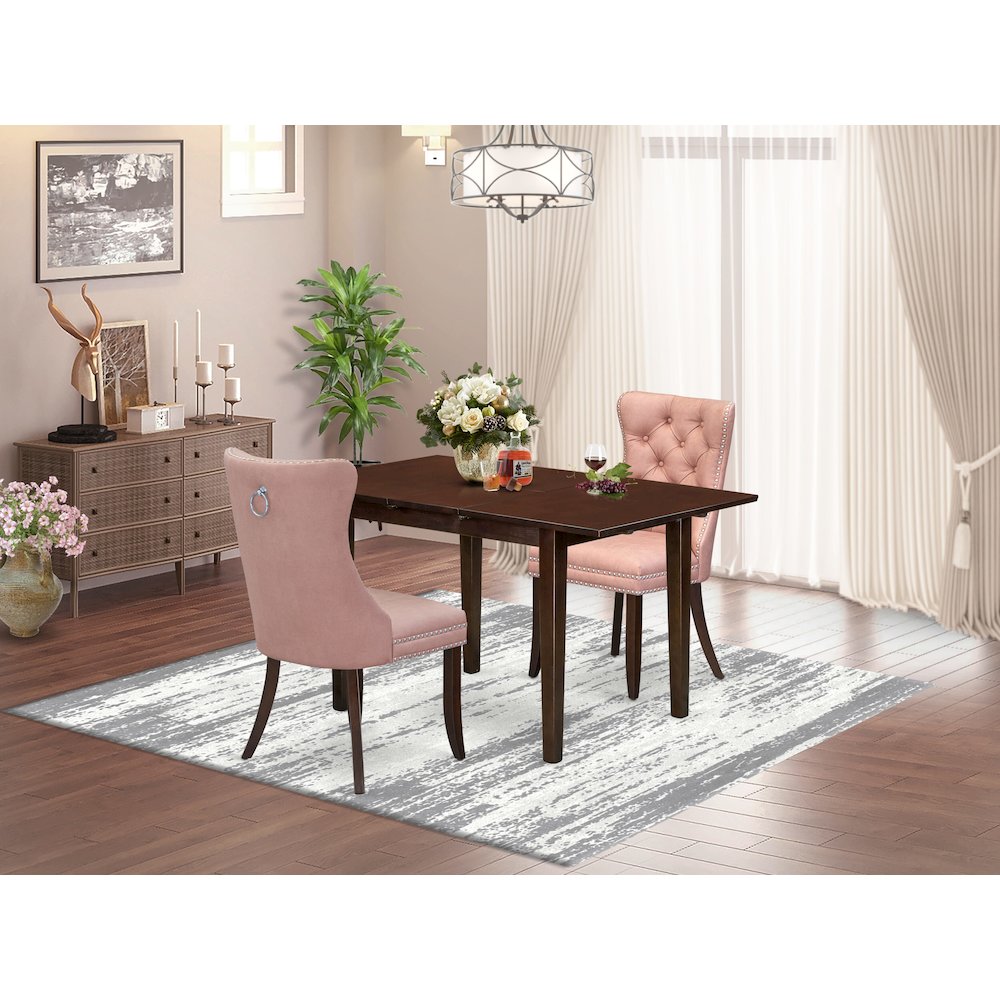 3 Piece Dining Set Consists of a Rectangle Kitchen Table with Butterfly Leaf. Picture 2