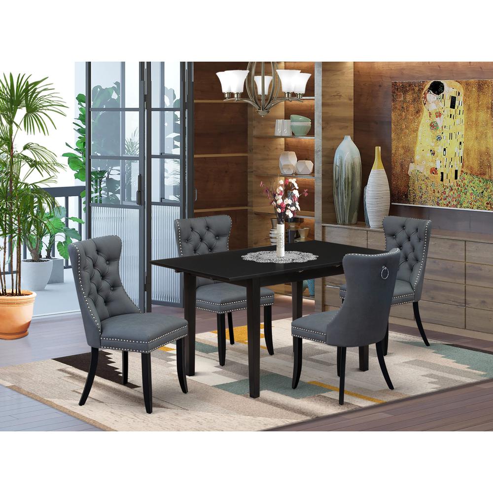 5 Piece Kitchen Set Consists of a Rectangle Dining Table with Butterfly Leaf. Picture 7